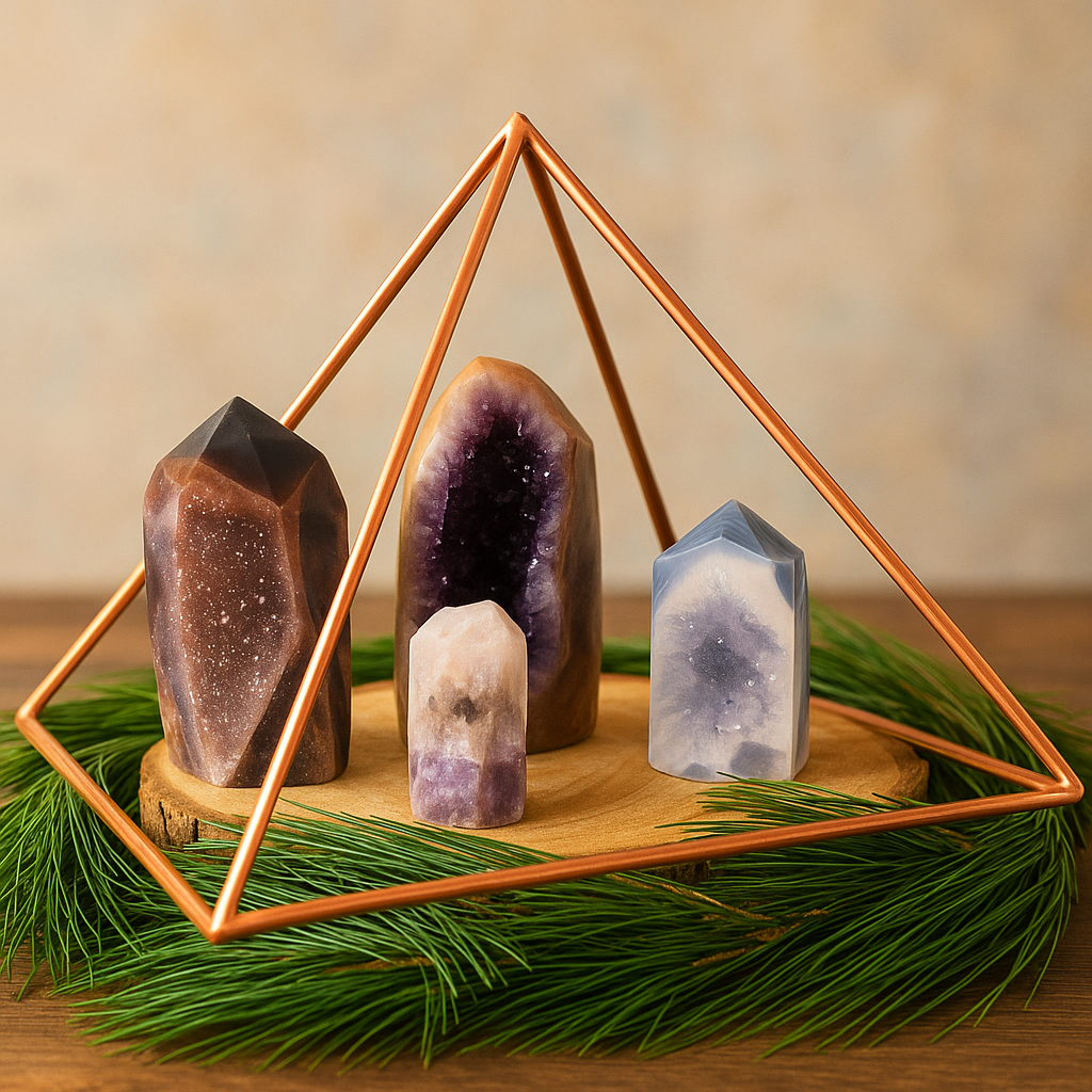 9inch Handmade Pure Copper Healing Pyramid Charger